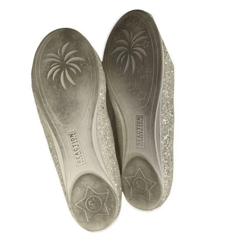 Kenneth Cole Flats ‎ 5.5 Copy Tap White Ballet Sparkly Bow Glitter Dress Party